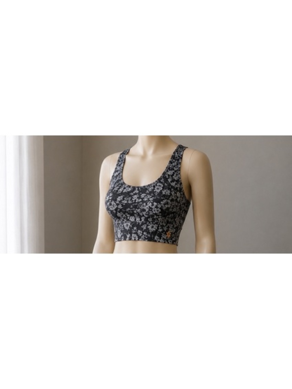 Pro Player XL Racerback Sports Bra Tank Black Gray Floral Moisture Wicking NWT